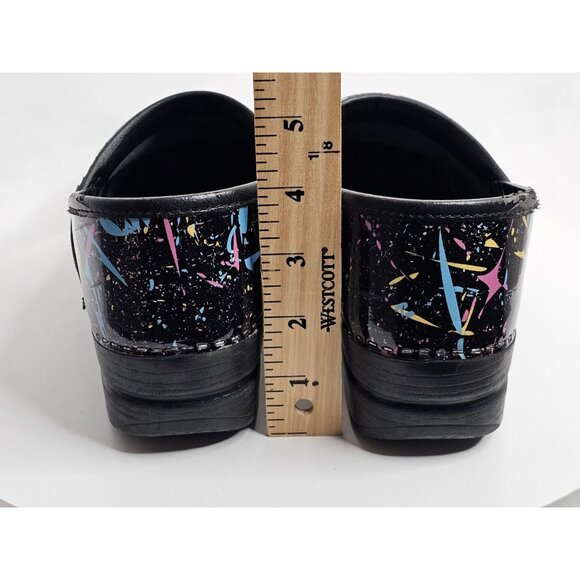 Dansko Womens Black Paint Platter Print Professional Clogs EU Size 38 US 7.5-8 - Picture 6 of 9